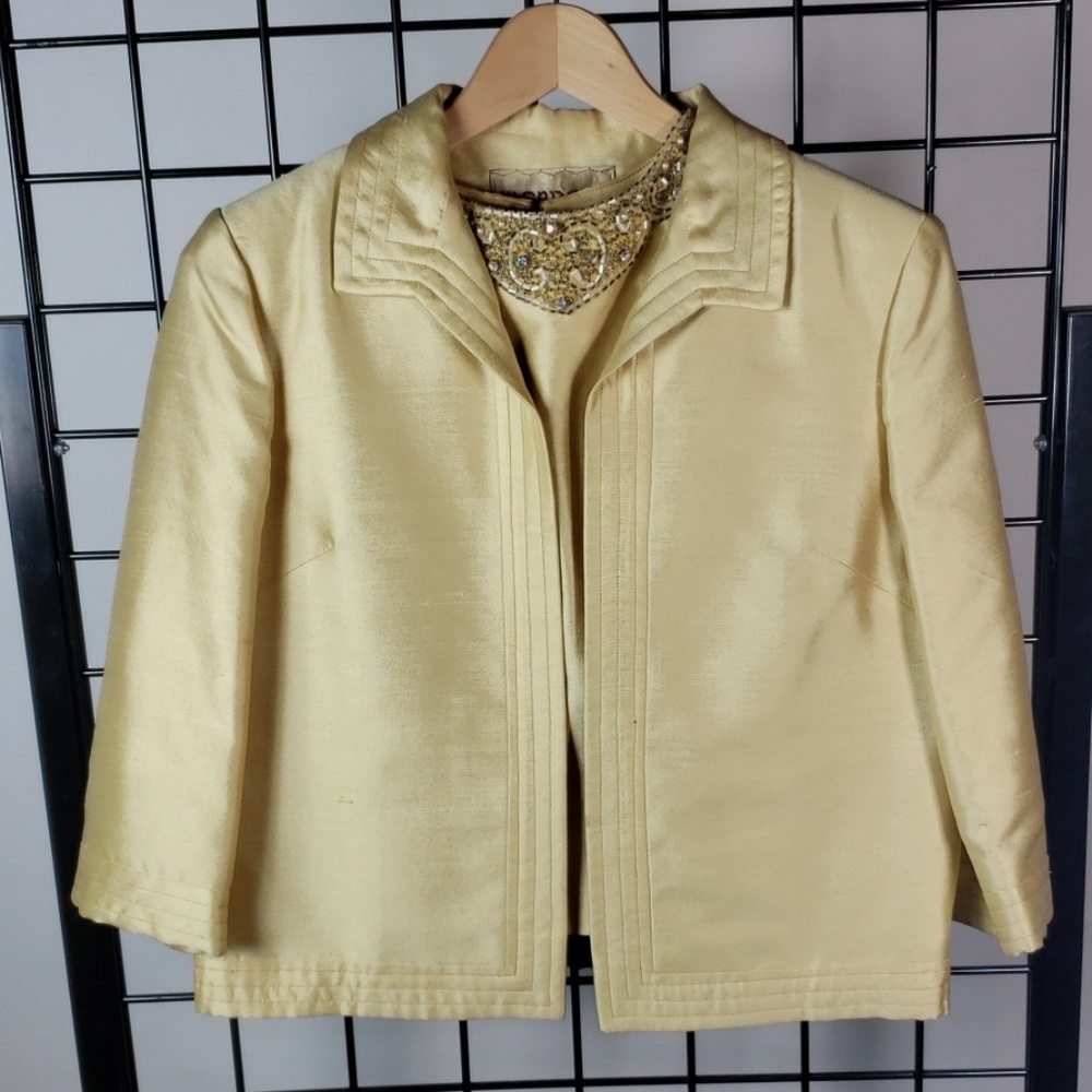 Mod 60s gold silk jacket and blouse